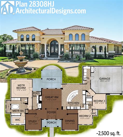 Great symmetry with Architectural Designs Mediterranean House a Plan ...