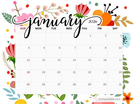 Free January 2026 Printable Calendars | EntheosWeb