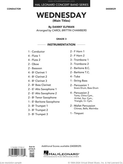 Wednesday (Main Titles) (arr. Carol Brittin Chambers) sheet music ...