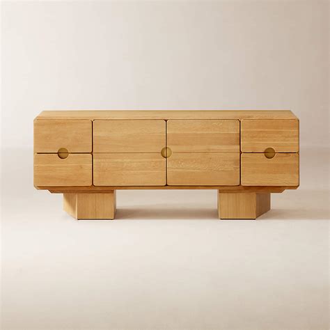 Bardo 54" Scalloped Oak Wood Credenza | CB2 Canada