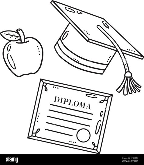 Graduation Cap, Diploma, and Apple Isolated Stock Vector Image & Art ...