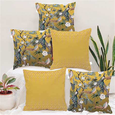 Buy Amazon Brand - Umi Peacock Printed Poly Cotton,180 TC Cushion Cover ...