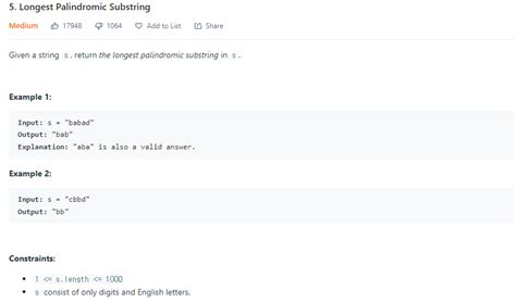 LeetCode Longest Palindrome Substring in Java 的图像结果