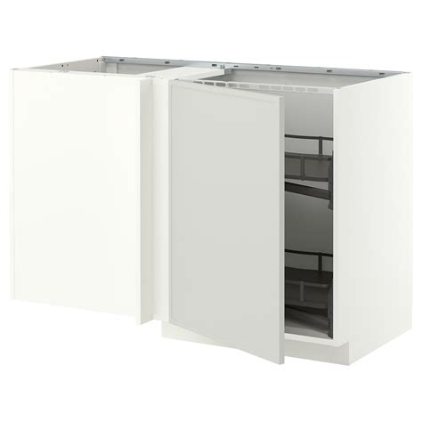 METOD corner base cab w pull-out fitting, white/Aspudden light grey ...