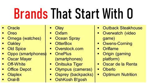 50+ Top Brands That Start With O - EngDic