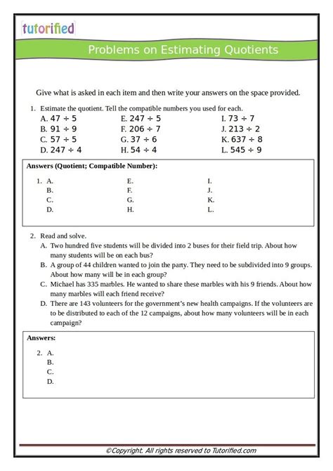 Image result for Lesson 5.3 Estimate Quotients Answer Key
