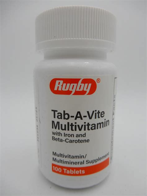 Amazon.com: Rugby Tab-A-Vite Multivitamin with Iron and Beta-Carotene Multivitamin/Mineral ...