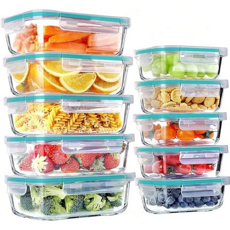 10 Packs Glass Food Storage Containers With Lids, Glass Meal Prep ...