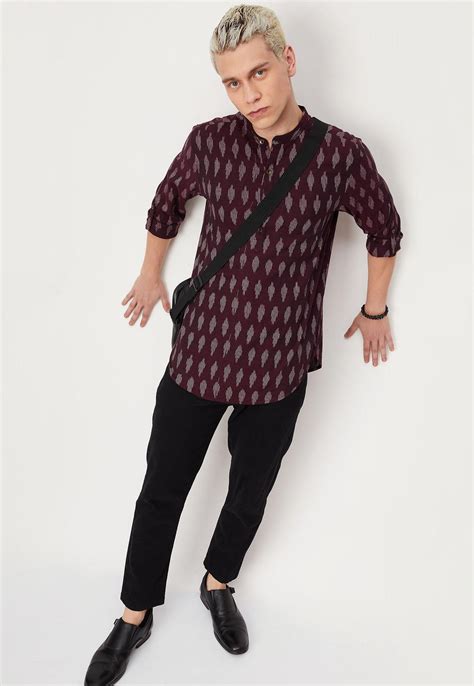 Buy Men Yarn Dyed Ikat Short Kurta Online at just Rs. 999.0 ...