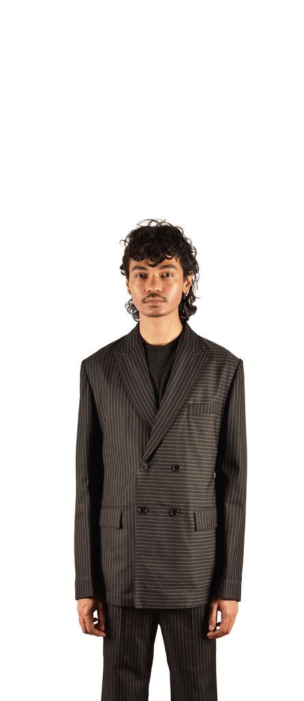 Striped Cotton Double Brested Suit – Theorem