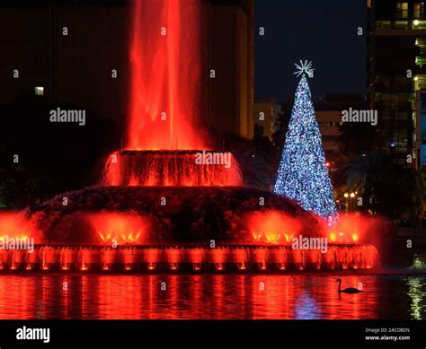The Lake Eola Park Christmas tree lights change color with the colorful ...