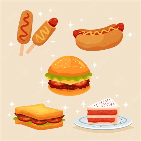 Burger And Hot Dog On White Background Vector Illustration Royalty #3327201
