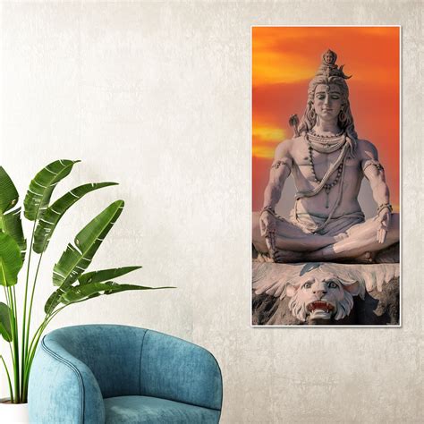 Lord Shiva Sculpture Canvas Wall Painting for Hall – Vibecrafts