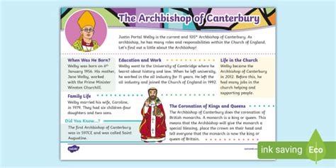 KS1 The Archbishop of Canterbury Fact File (teacher made)