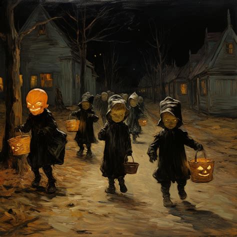 Vintage Art Kids Trick Or Treating Free Stock Photo - Public Domain ...
