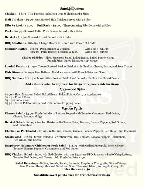 Applewood BBQ & Grill menu in Penfield, Pennsylvania, USA