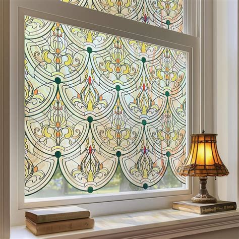 Amazon.com: 3D Stained Glass Window Film, Decorative Window Privacy ...