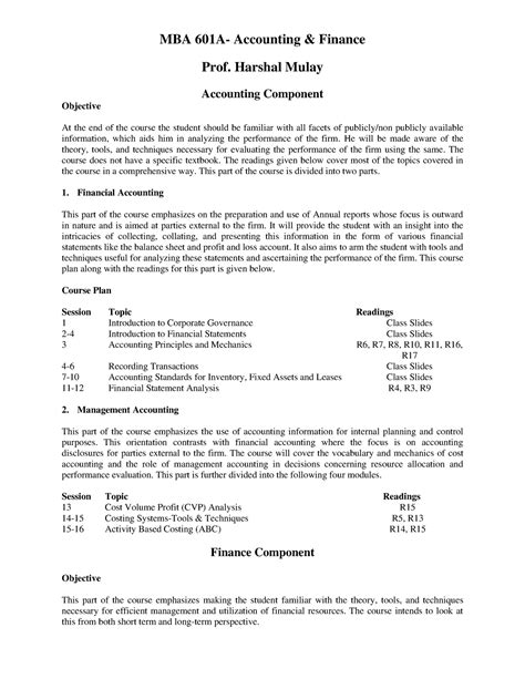 MBA601 FCH - Required for reading - MBA 601A- Accounting & Finance Prof ...