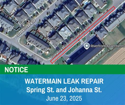 Watermain Leak Repair – Johanna and Spring Streets – June 23, 2025 | Mississippi Mills