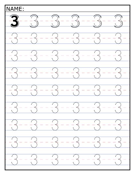 Free Number Tracing Worksheets for Concentration & Skills