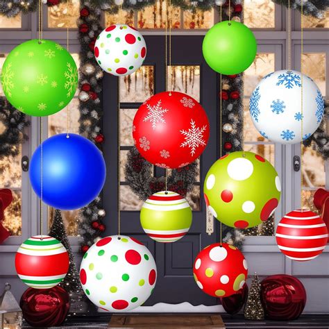 Amazon.com : 12 Pcs 12 Inch/10 Inch Large Christmas Decorations Outdoor ...
