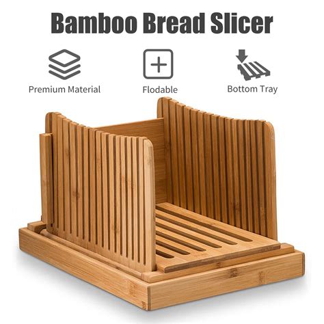 Bamboo Bread Slicer with Cutting Board Foldable Ad... – Vicedeal