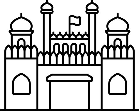Isolated Red Fort Icon In Black Outline. 24154663 Vector Art at Vecteezy