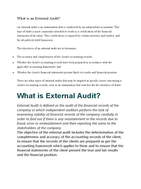 Image result for External Audit Examples