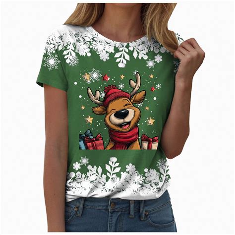 Ccpelsie Women's Christmas Shirts Women Merry and Bright Christmas ...