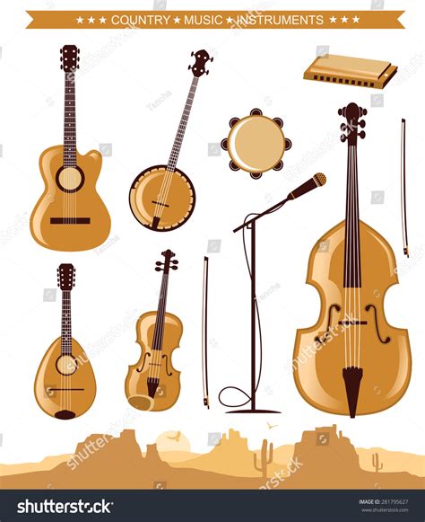 Country Music Instruments Vector Illustration Symbol Isolated Vector de ...