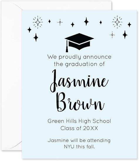 Modern Starry High School Graduation Announcements with Envelopes, Grad Announcements Class of ...