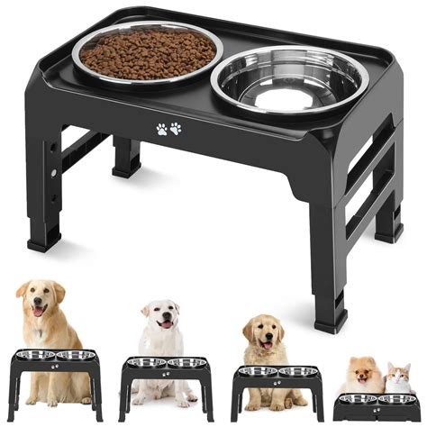 Elevated Dog Bowls, 4 Height Adjustable Raised Dog Bowl Stand with 2 ...