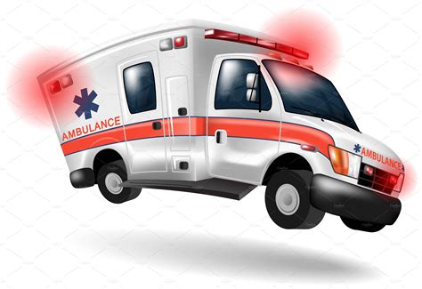 ambulance speeding ,vector cartoon ~ Illustrations ~ Creative Market
