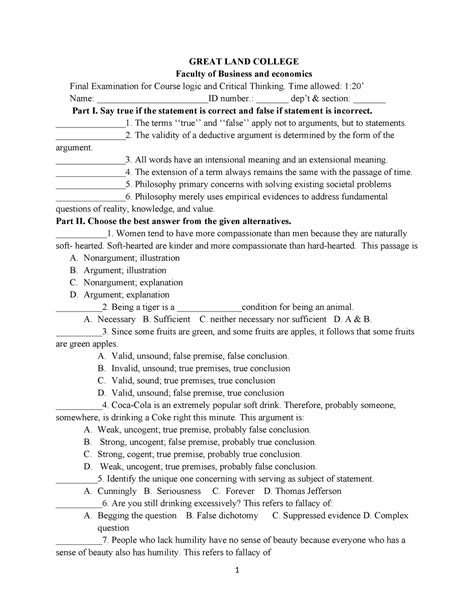 Logic and Critical Thinking Freshman Course Questions 的图像结果