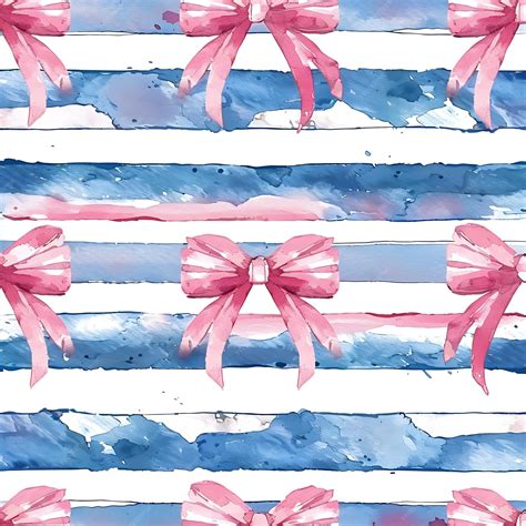 A pink and white striped wallpaper with pink bows and bow | Premium AI ...