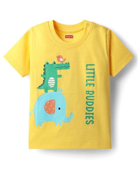 Babyhug 100% Cotton Knit Half Sleeves T-Shirt with Animals & Little ...