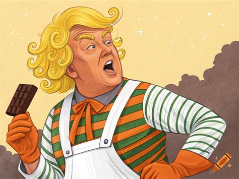 Cartoon illustration of Donald Trump dressed as an Oompa Loompa ...