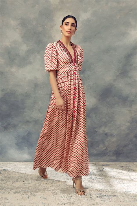 Bindu Print Short Puff Sleeves Dress – Bhumika Sharma