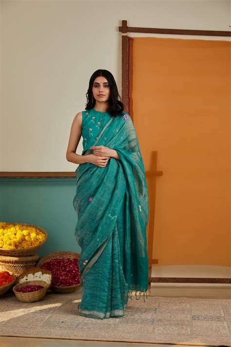 Ila Zari Linen Sari