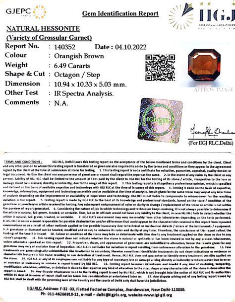 6.49/CT Natural Govt. Lab Certified Ceylonese Gomed-(1221) | Khanna Gems