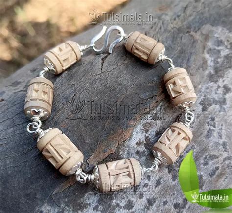Shri Ram Silver Tulsi Bracelet Design 10mm Barrel Beads Handmade Design ...