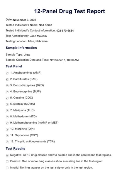 12-panel drug Test & Example | Free PDF Download