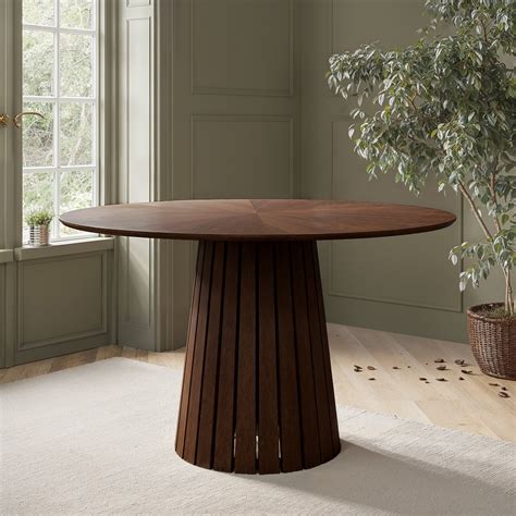 Elegant Pedestal Round Dining Table in Walnut for Modern Homes