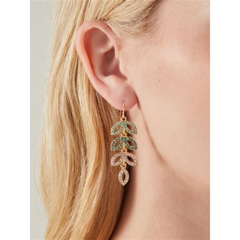 Buy Accessorize London Women Pave Vine Leaf Gold Drop Earrings Online
