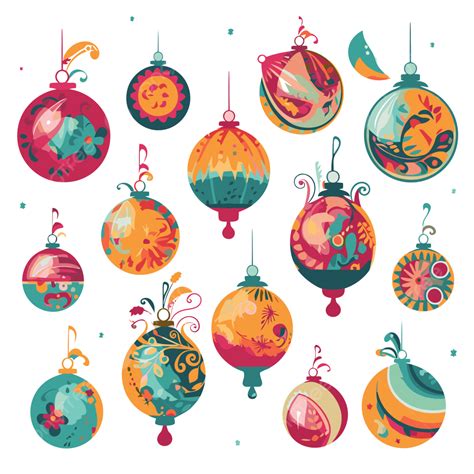 Free Ornament Clipart Christmas Ornaments In Different Patterns Cartoon ...