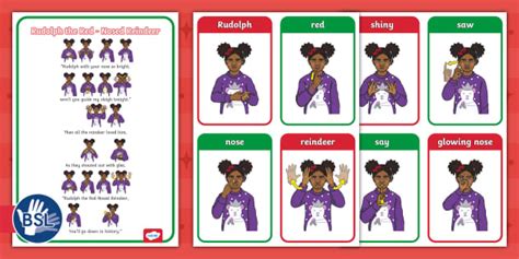 Rudolph the Red-Nosed Reindeer BSL Song Sheet | SEND
