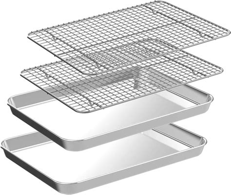 Amazon.com: Quarter Sheet Pan with Cooling Rack Set [2 Baking Sheets ...