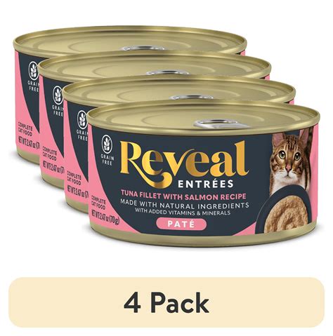 (4 pack) Reveal Pet Food, Natural Wet Cat Food, Tuna Fillet with Salmon ...