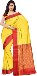 Buy SHOPEEZY TEX FAB Temple Border, Woven Banarasi Art Silk Red, Yellow ...