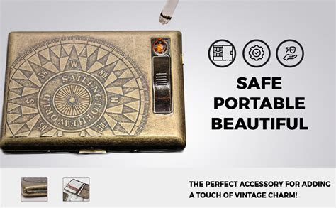 GUSTAVE® Retro Metal Cigarette Case for Men - USB Rechargeable ...